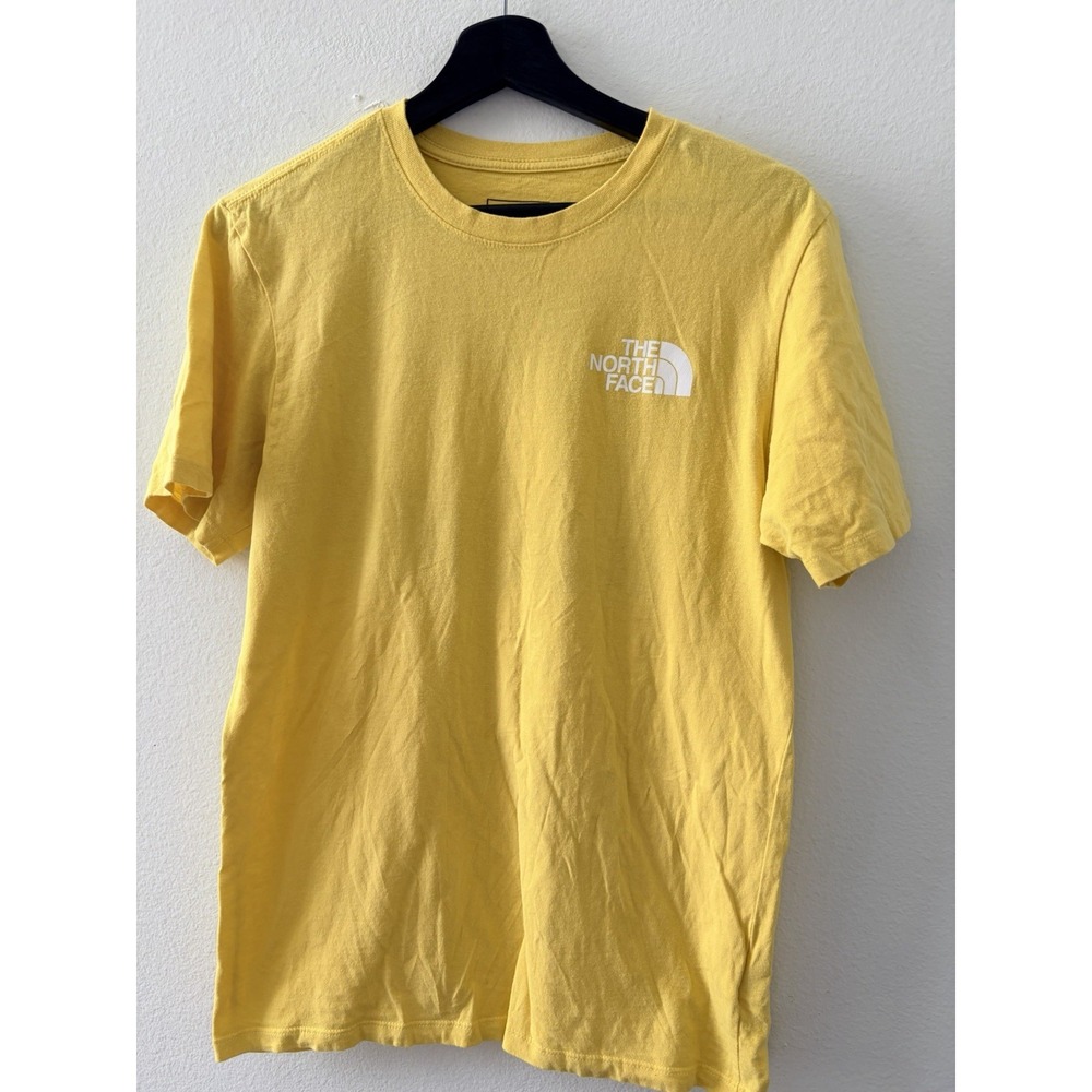 The North Face Short Sleeve Crew Neck Back Graphic T Shirt Yellow Small